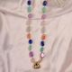 Colorful Pastel Beaded Necklace with Triangular Kundan Pendant